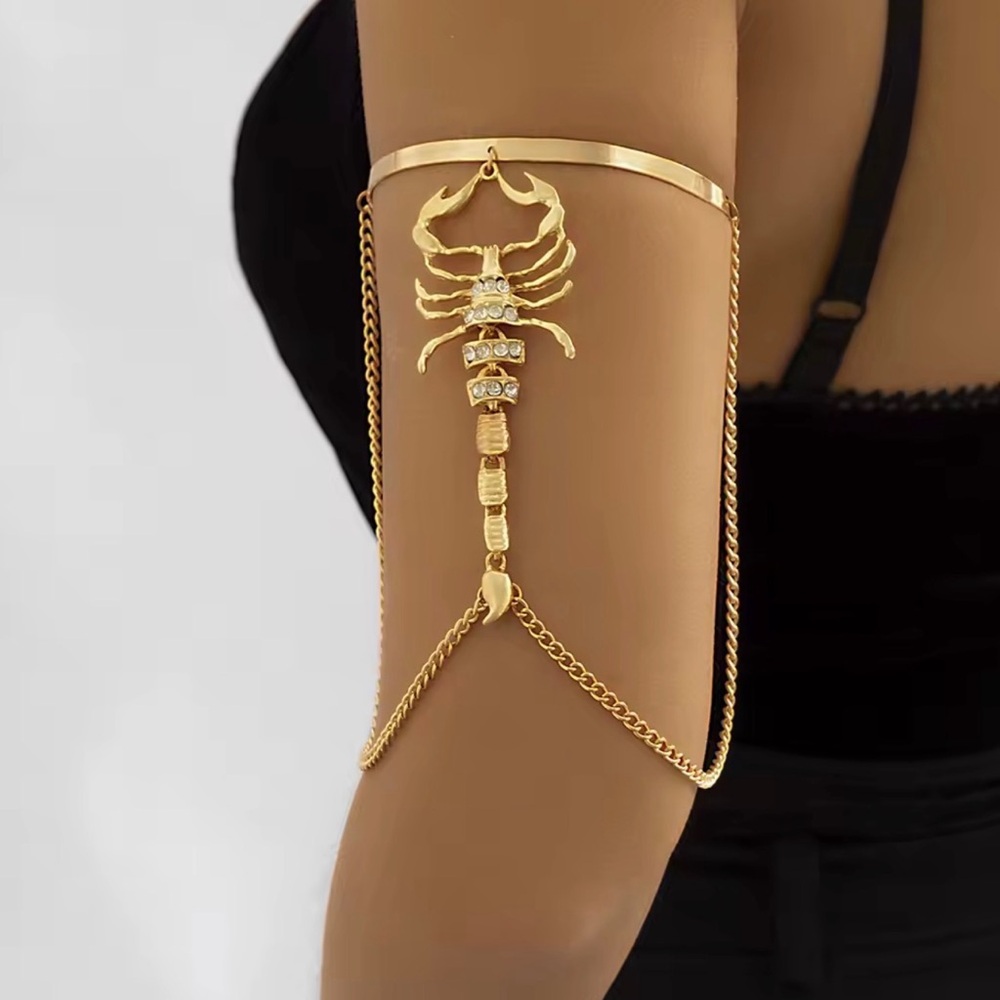 Zara Gold Scorpion Arm Cuff Chain Bracelet - Women Jewelry